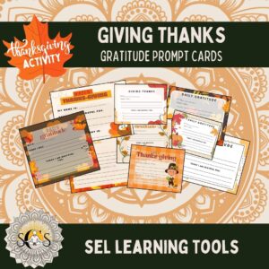 Thanksgiving Gratitude Journal Prompt Cards Bundle: 9 Designs for Mindfulness, Gratitude, and Growth Mindset